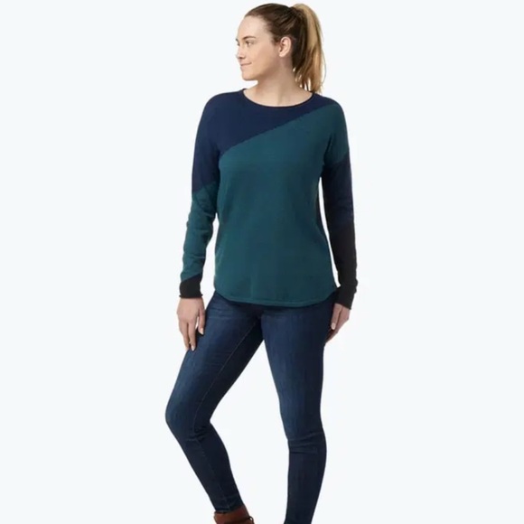 Smartwool Shadow Pine Colorblock Sweater Twilight Blue Women’s Sz M - Picture 1 of 10